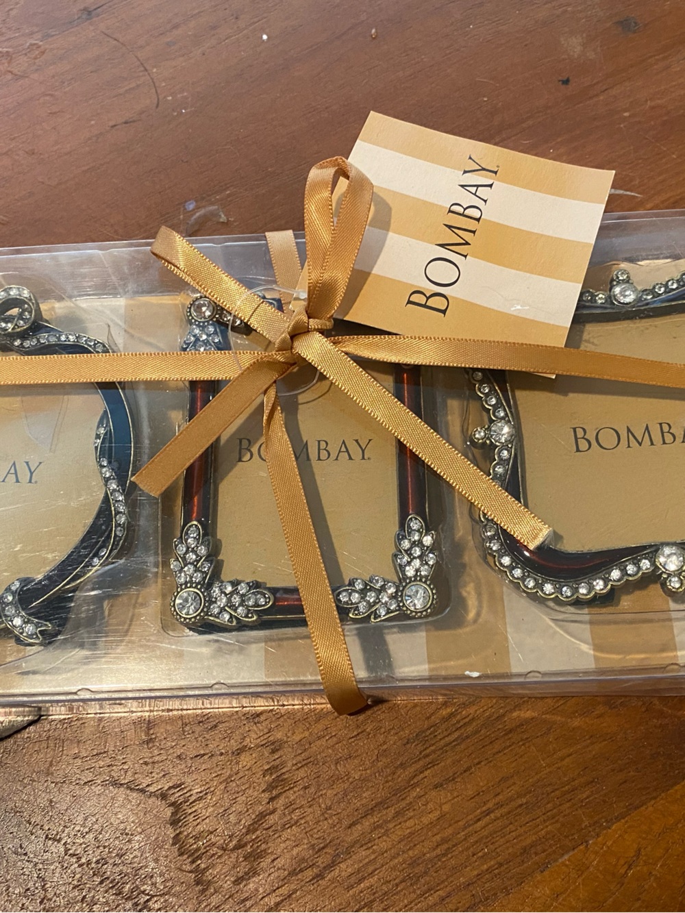 Bombay Black and Gold Jeweled Photo Frame Set - Trio